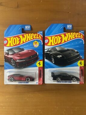 Hot Wheels Ferrari Toy Car Set - Red and Black